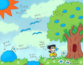 example with a complex background • character in this image is pipislover1997, not spamton (twitter)